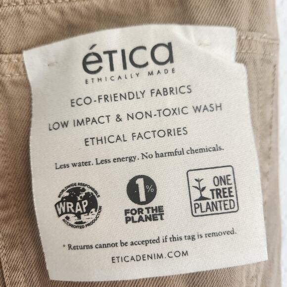 Etica Women's Sz 2/26 Devon Wide Leg Crop Nomad/Tan Raw Hem Ethically Made Pants - Picture 3 of 5